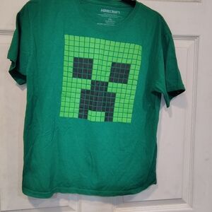 Creeper Minecraft Boy's Size XXL Green Tshirt